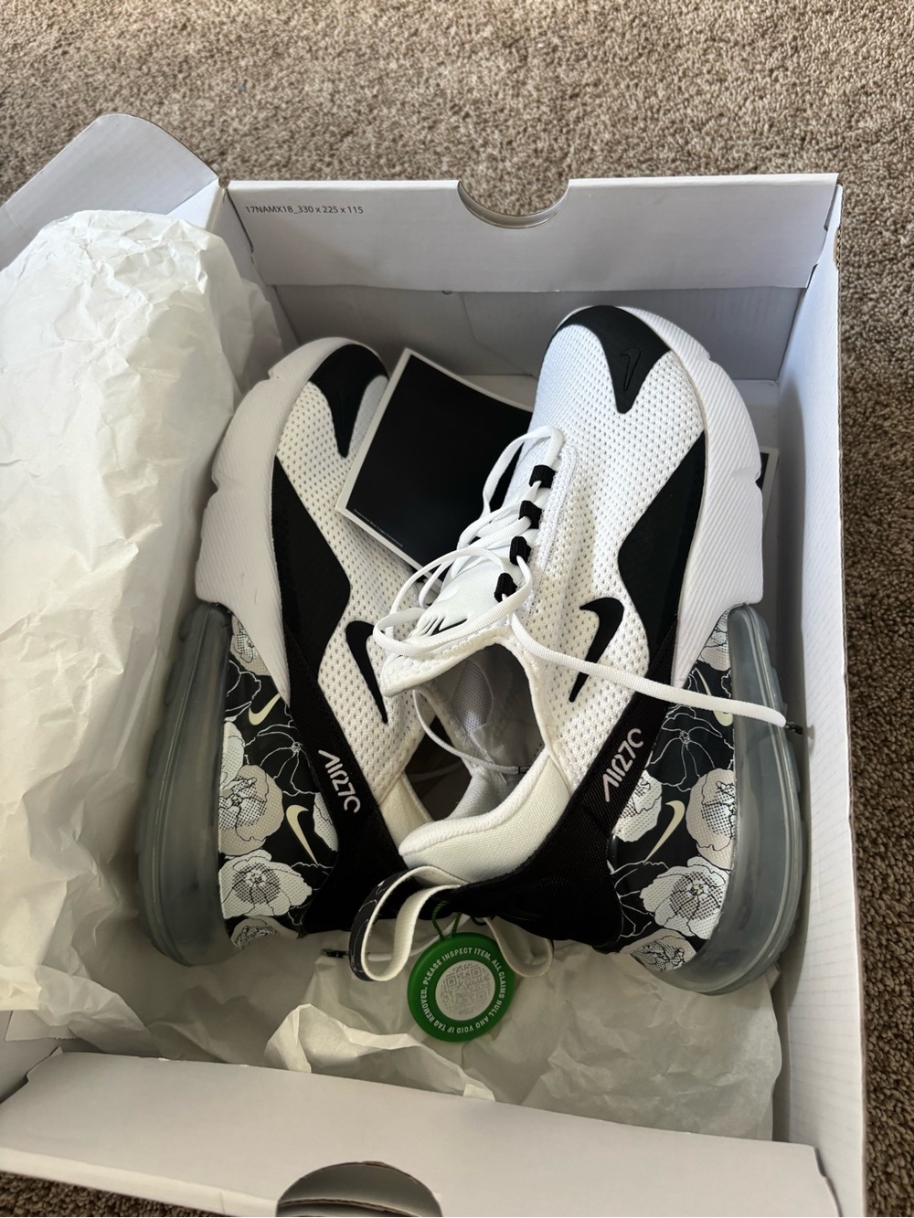 Nike Women's Sneakers - White and Black Floral Accents